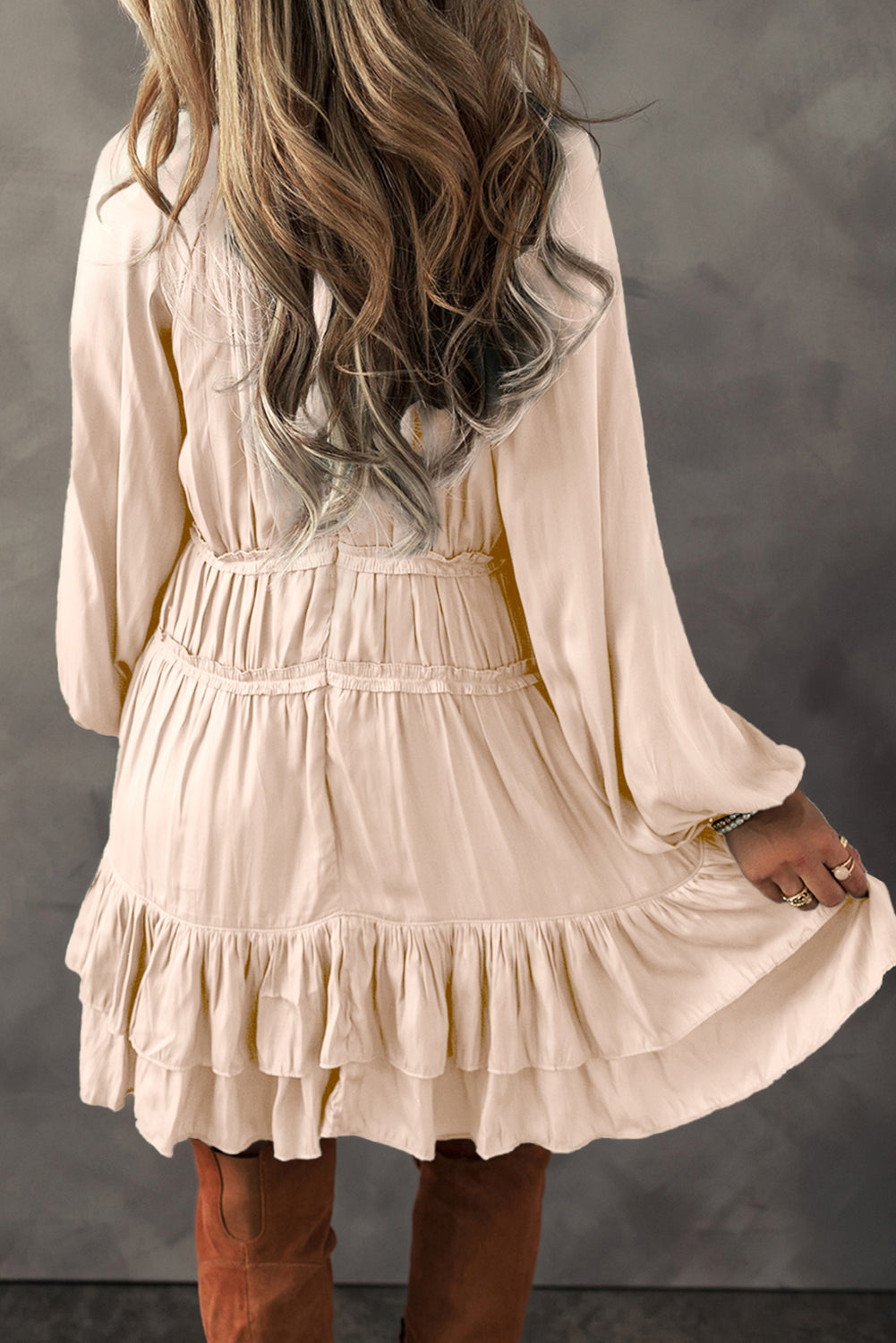 Apricot Tiered Mini Dress