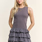 Grey Sleeveless Ruffle Mini