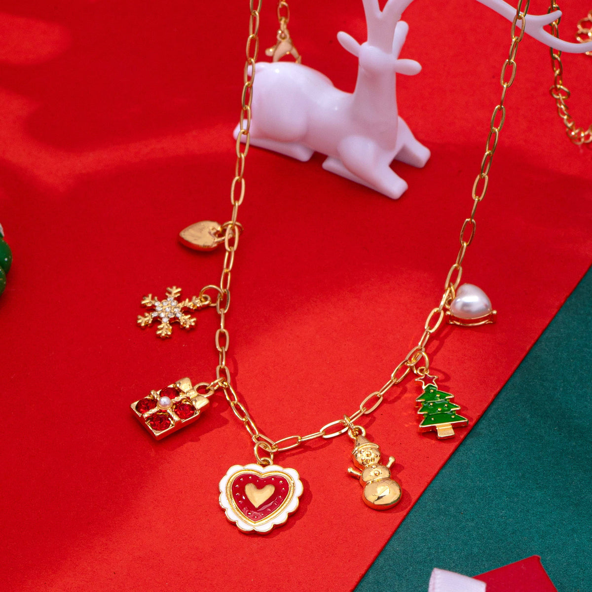 CHARM NECKLACE-Christmas Heart Tree Snowflake | 80N93298: GOLD