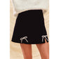 CHRISTMAS RHINESTONE RIBBON TRIM HOLIDAY VELVET MINI SKIRT: PINK / XL
