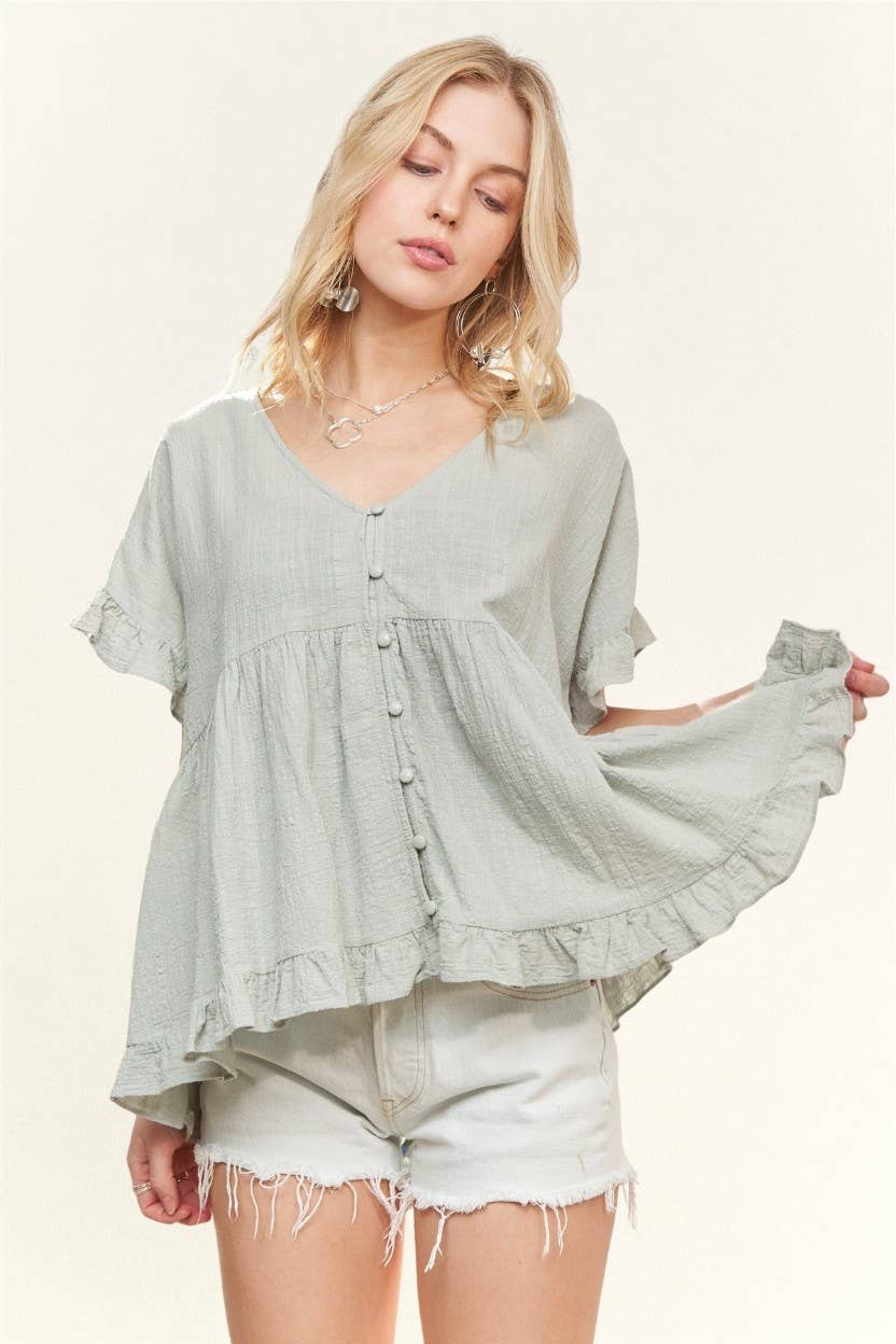 Sage Button Down Blouse