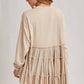 TIERED RUFFLE HEM SWEATSHIRT: OATMEAL / S