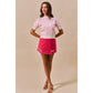 CHRISTMAS RHINESTONE RIBBON TRIM HOLIDAY VELVET MINI SKIRT: PINK / XL