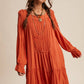 Rust Smocked Tiered Dress