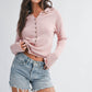 5221HK Button Front Cropped Knit Cardigan: Pink / Contemporary / L