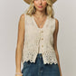 BOHO FLORAL CROCHET LACE VEST- LET4303: Beige / ONESIZE(6)