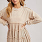 TIERED RUFFLE HEM SWEATSHIRT: OATMEAL / S