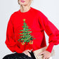 Christmas Tree Sequin Accent Knitted Sweater VT81484G: PINK / L