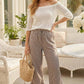 Brown Gingham Ruffled Pants