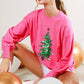 Christmas Tree Sequin Accent Knitted Sweater VT81484G: PINK / L