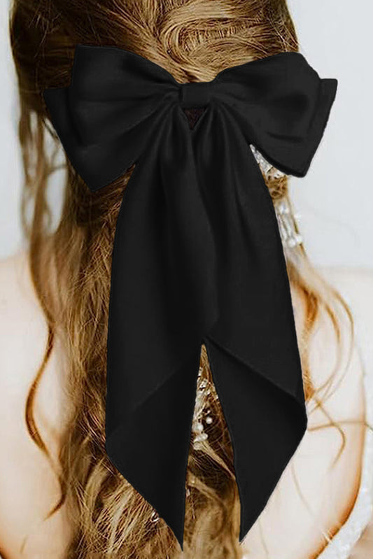 Black Satin Oversized Bow Hair Clip