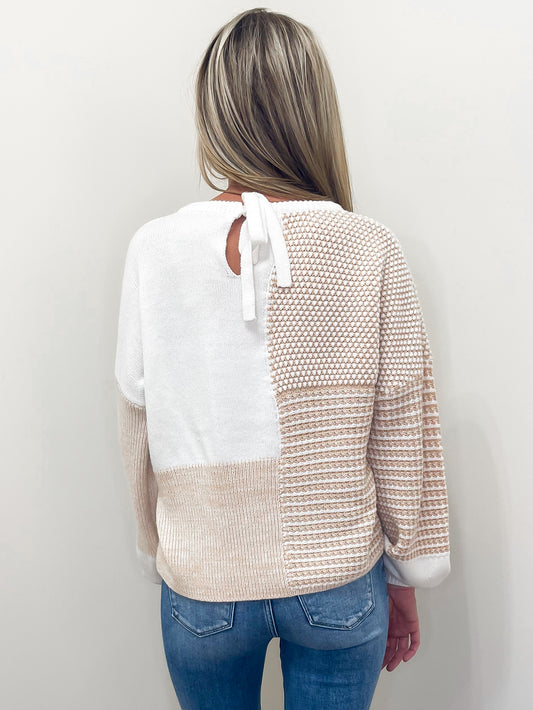 Oatmeal Pattern Knit Sweater