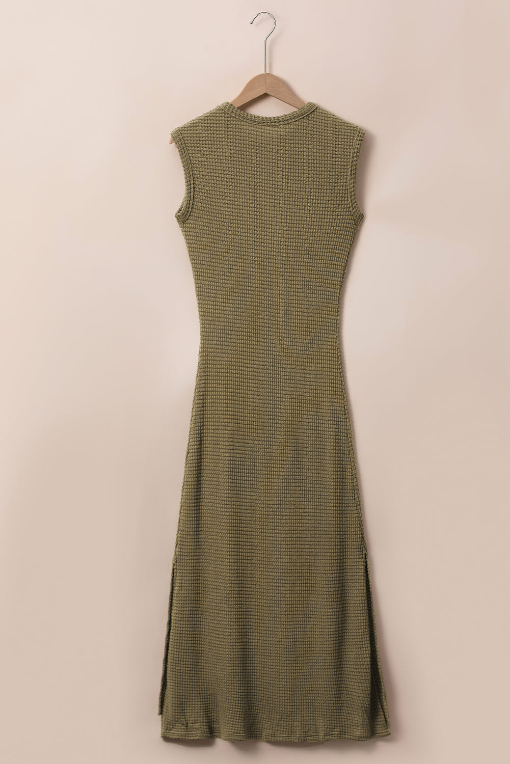 Jungle Green Waffle Knit Long Dress