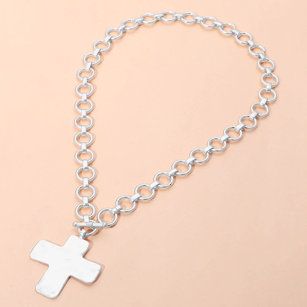 Hammered Cross Necklace