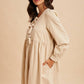 BOW TIE CORDUROY MINI DRESS: OLIVE / S