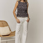 SLEEVELESS FLORAL SMOCKED BLOUSE - LET4355: LAVENDER / S-M-L(2-2-2)