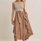 RUSTIC WEEKEND TWOFER MAXI DRESS WITH CASCADING RUFFLES: COCONUT BROWN / S