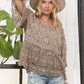 LET3907- BELL SLEEVE LACE TOP: KHAKI / S/M-M/L(3-3)