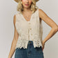 BOHO FLORAL CROCHET LACE VEST- LET4303: Beige / ONESIZE(6)