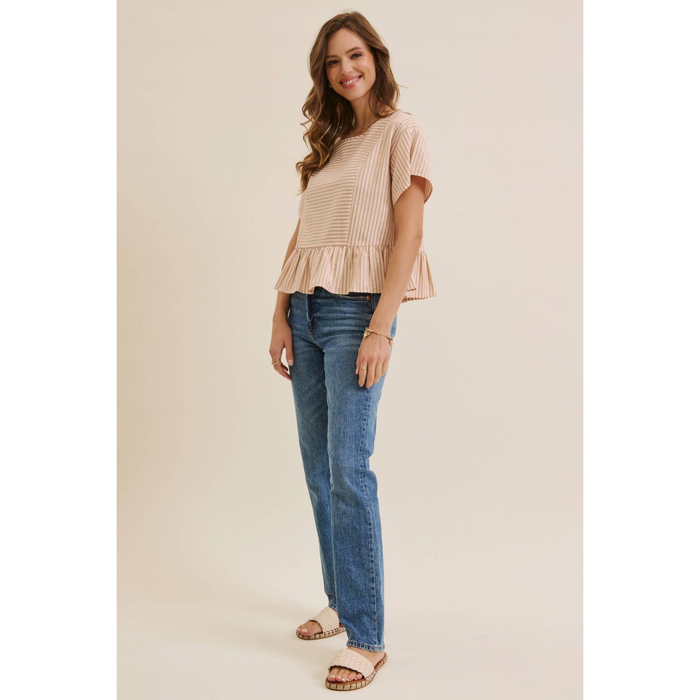 Salmon Stripe Peplum