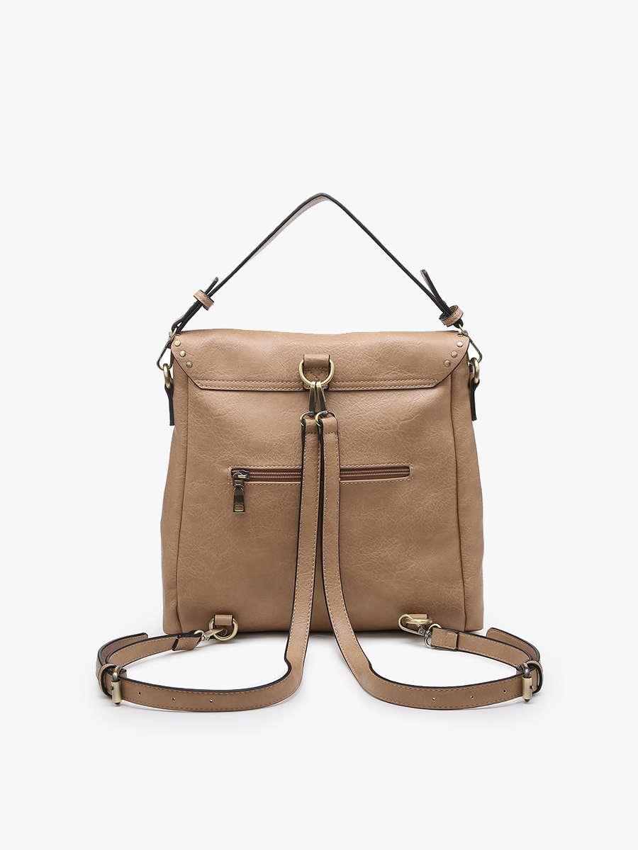 M2000 Indigo Backpack w/ Studded Details: Latte