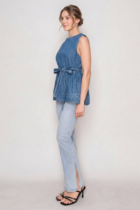 Denim Tie Waist Tank