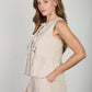 Mocha Stripe Front Tie Top