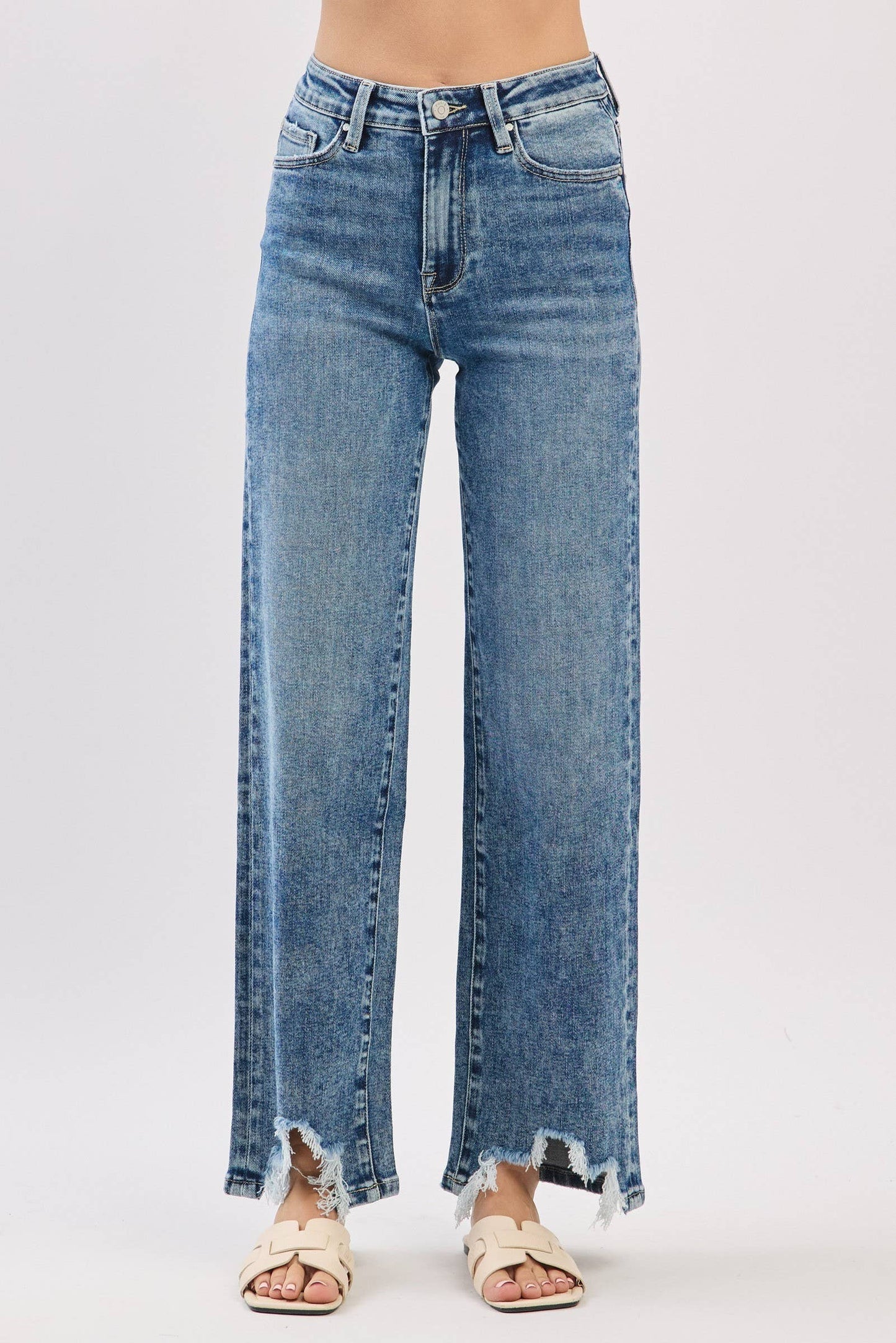 High Rise Slim Wide Jeans
