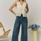 BOHO FLORAL CROCHET LACE VEST- LET4303: Beige / ONESIZE(6)