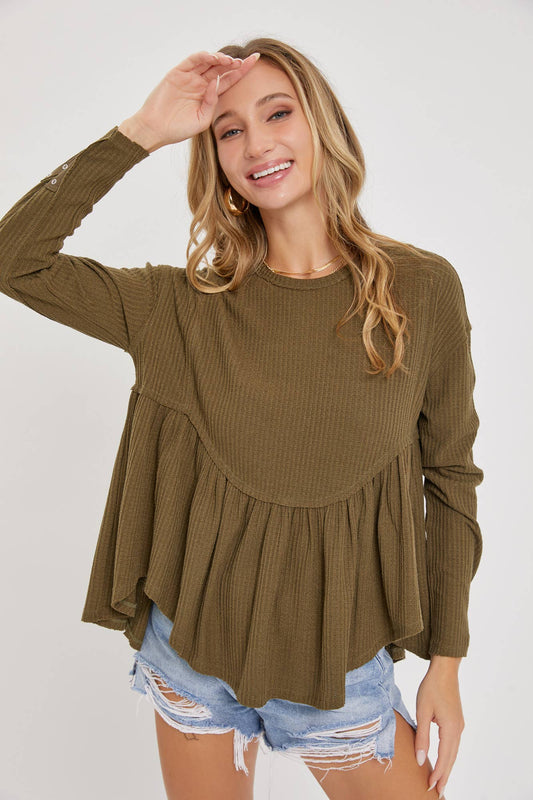 Olive Babydoll Top