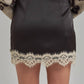 SATIN TEXTURE MINI SKIRT WITH SHORTS LINING_JLB80108-01: CHOCOLATE/OATMEAL / S-M-L(2-2-2)