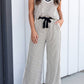 LAS-LIVE Colorblock Drawstring Wide Leg Pants Set (S-XL): Beige / S
