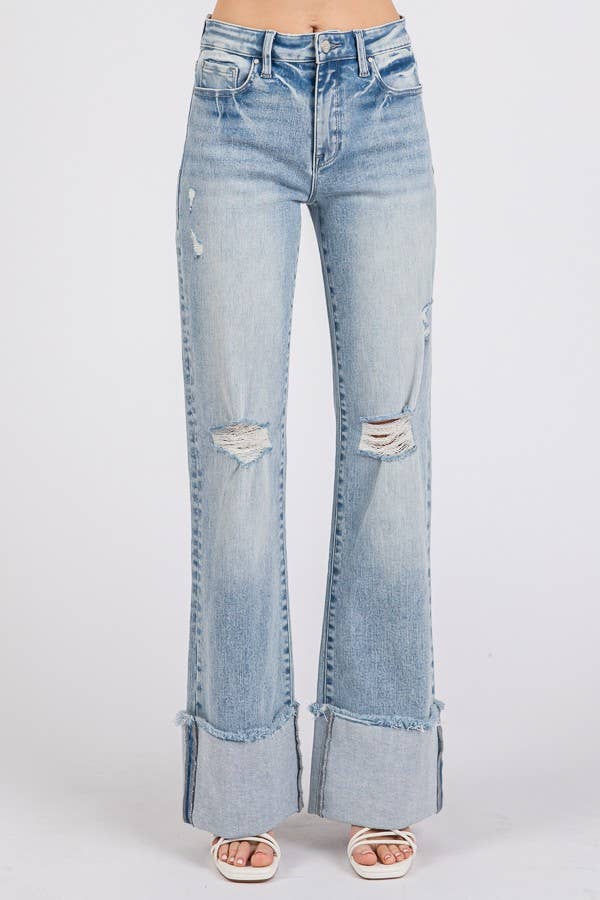 High Rise Stretch Cuffed Hem