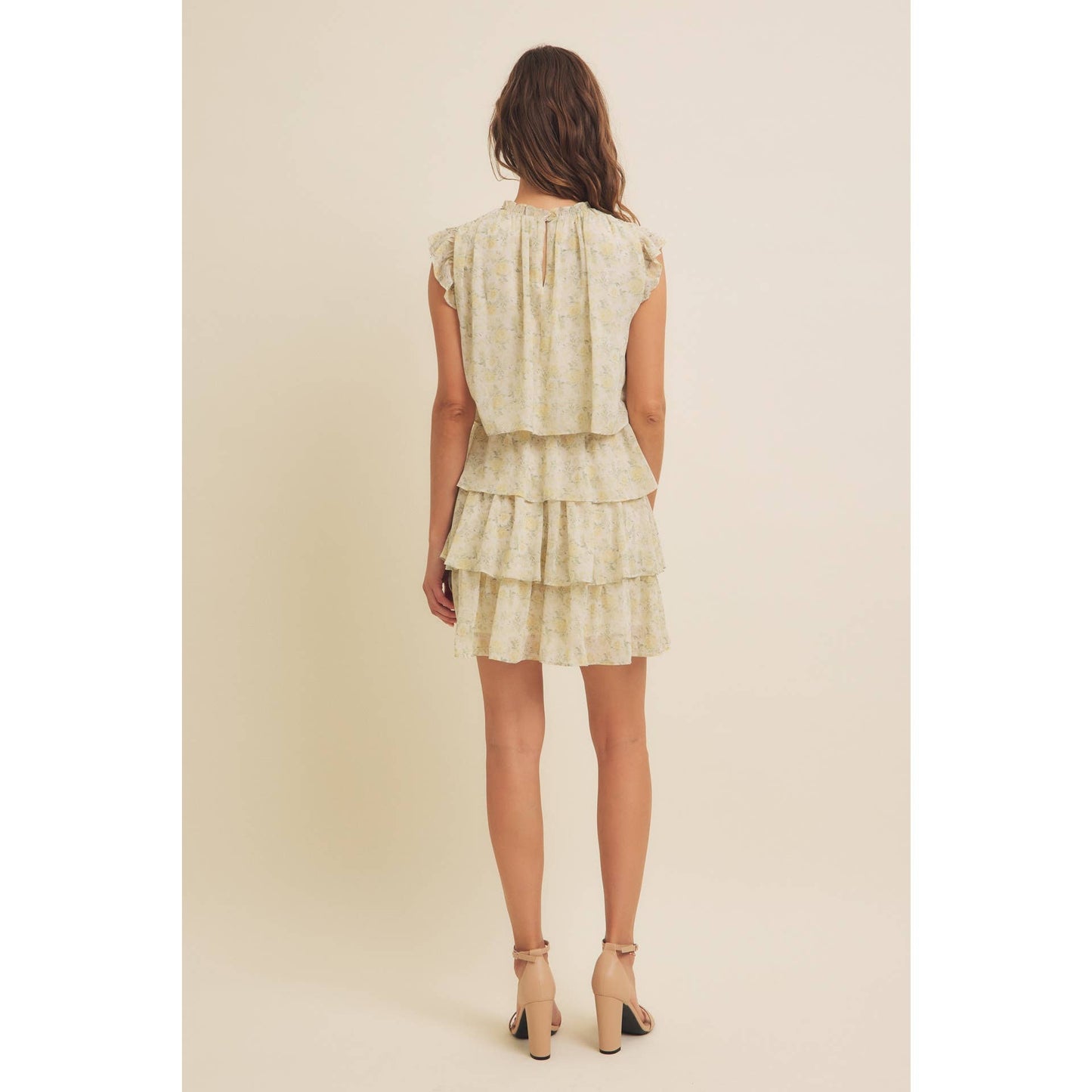 Green & Yellow Floral Mini Dress
