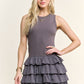 Grey Sleeveless Ruffle Mini