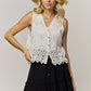 BOHO FLORAL CROCHET LACE VEST- LET4303: Beige / ONESIZE(6)