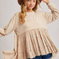 TIERED RUFFLE HEM SWEATSHIRT: OATMEAL / S