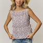 SLEEVELESS FLORAL SMOCKED BLOUSE - LET4355: LAVENDER / S-M-L(2-2-2)