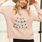 LESW3791-CHRISTMAS TREE GLITTER SWEATER TOP: Hunter Green / S-M-L(2-2-2)