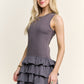 Grey Sleeveless Ruffle Mini