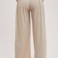 RELAXED KNIT SMOCKED TOP AND WIDE PANTS SET: Beige / S