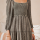 Embroidered Empire Mid-Length Dress (New Color): Amber / REGULAR (S-M-L-XL 1-2-2-1)