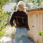 Earthy Boho Button Down Cropped Shirt (New Color): Chestnut / REGULAR (S-M-L-XL 1-2-2-1)