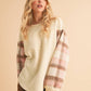 9103FK Malva Plaid Pullover Sweater: Slate Blue / Contemporary / L