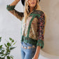 Earthy Boho Button Down Cropped Shirt (New Color): Chestnut / REGULAR (S-M-L-XL 1-2-2-1)