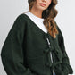 Knot Front Long Sleeve V-Neck Cardigan - BMC7914: TAUPE / M