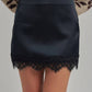 SATIN TEXTURE MINI SKIRT WITH SHORTS LINING_JLB80108-01: CHOCOLATE/OATMEAL / S-M-L(2-2-2)