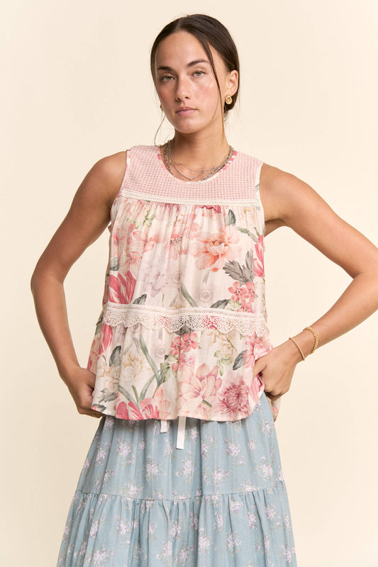 Pink Lace Babydoll Tank