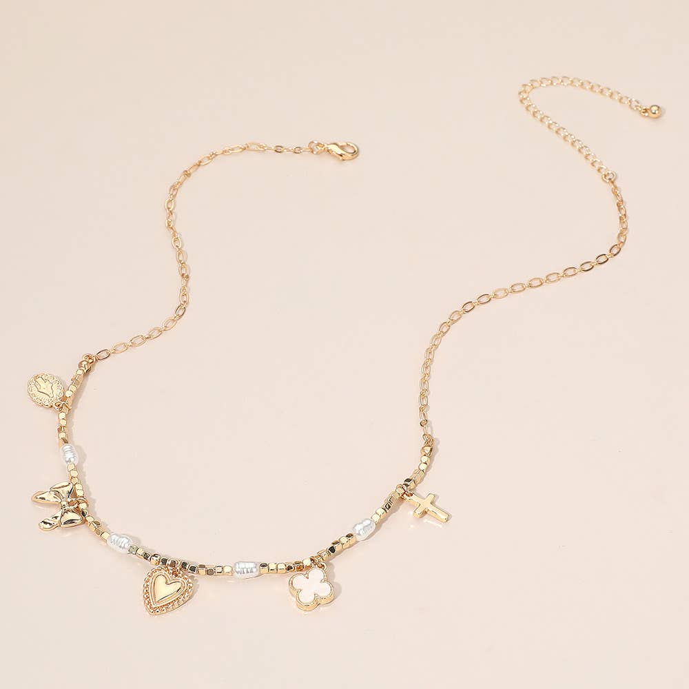 Bow Cross Charm Necklace