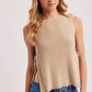Beige Ribbed Tie Tank